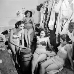  1952 bikini clad chorus girls backstage