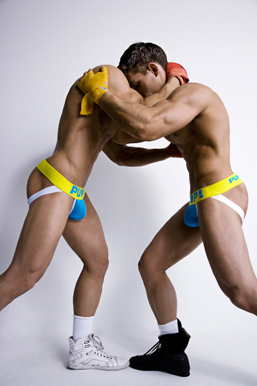 north-country-man:Russian identical twins Rubin and Reval model for Pump! & others … CLICK TO ENTER OUR 躔 JOCKSTRAP GIVEAWAY