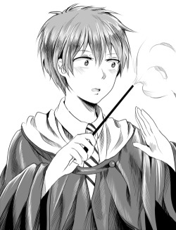 mirugi:  Furihata pratice magic spell but He can’t. So Akashi help him to pratice. Hogwart parody 