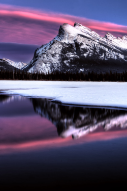 sundxwn:  Sunset Mount Rundle by Mark Duffy