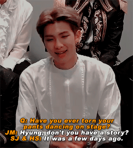 Joon: I Tore My Pants, And Coincidentally The Part Of The Song Was Though I Cry, Its Okay..