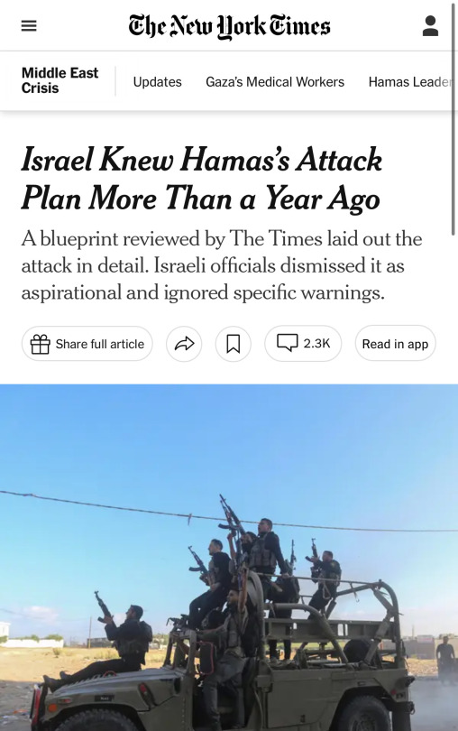 Never Forget That Israel Knew About Hamas Plan To Attack On October 7th More Than A Year Ago. And They
