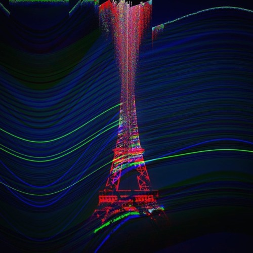 #eiffeltower by night #paris // #psychedelicart #psychedelic #art #glitch #noise #dada #electronicart #computerart #computerkitsch #retro…