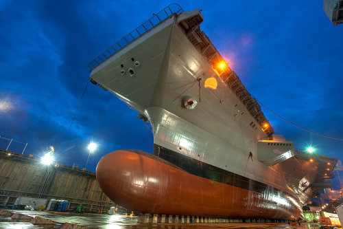 aircraftcarriers:  You haven’t experienced “BIG” until you are in a dry dock with a finished aircraft carrier. One year ago, Newport News Shipbuilding was getting ready to flood the dry dock where Gerald R. Ford (CVN 78) was constructed. Here are