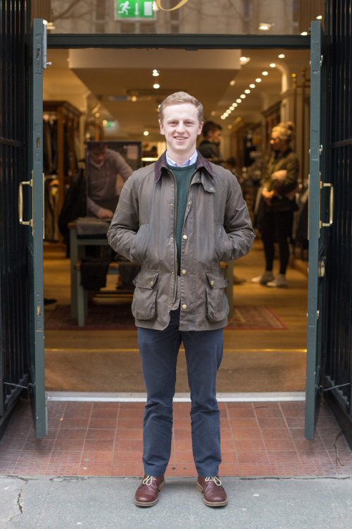 barbourpeople: We spotted William at our Barbour Manchester store - wearing his Barbour Ashby Wax Ja