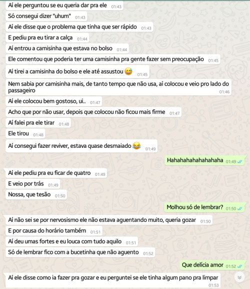 casalmathjo: Ela me contando como foi o chifre que ganhei ontem, amo essa mulher! O tesão não passou