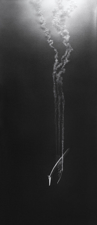myampgoesto11:  López Pardo: “Black Box” series graphite on canvas, accompanied by an installation (last photo) 