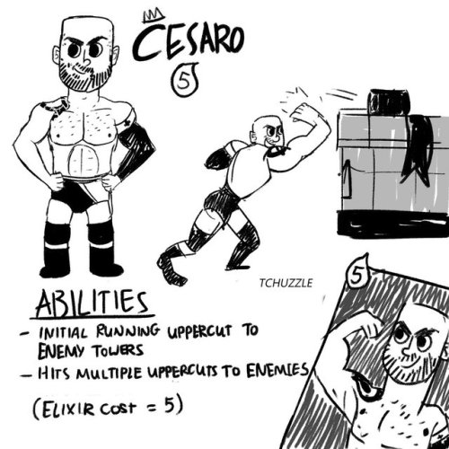 chuzzleart:Why hasn’t cesaro been made into a clash royale character yet??