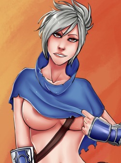 ikebanakatsu:  Riven dressed with Yasuo clothes [Commission] ^^ Facebook 