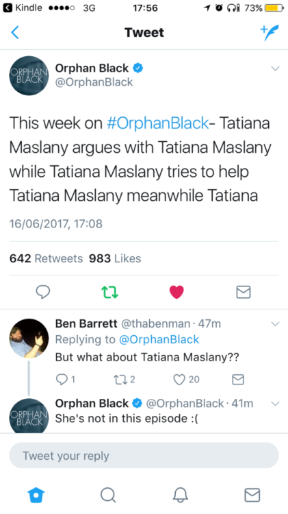 comicgirl21 - Possibly the most accurate Orphan Black tweet to...