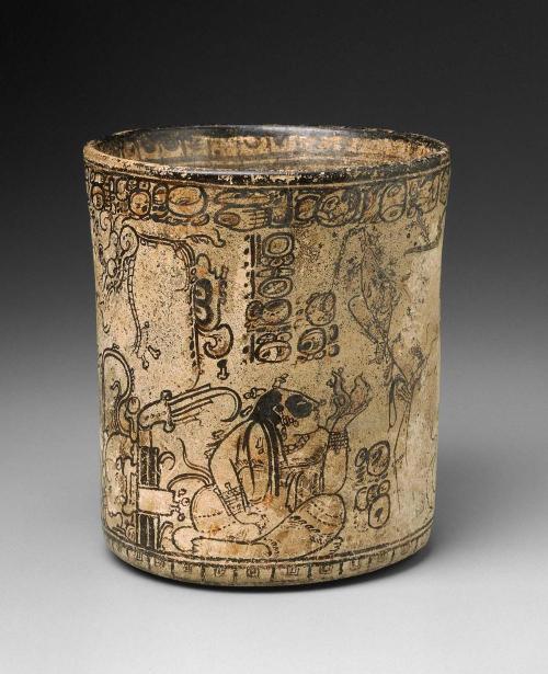 Maya cylinder vase from the Late Classic Period (750 – 780 AD),found in the Ik&rsquo; polity of El P