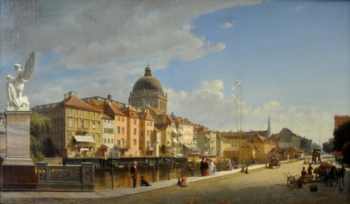 Rear view of the Houses at Schloßfreiheit by Eduard Gaertner , 1855.