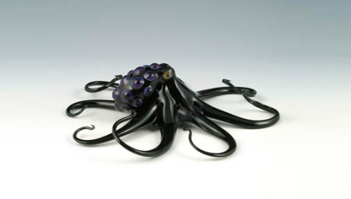 sixpenceee:  Incredibly Colorful Hand-Blown Glass Creatures By Scott Bisson Scott Bisson is an Oregon-based glass blowing enthusiast. Ever since he bent a piece of glass over a flame in his high school Chemistry class when he was seventeen, Bisson has