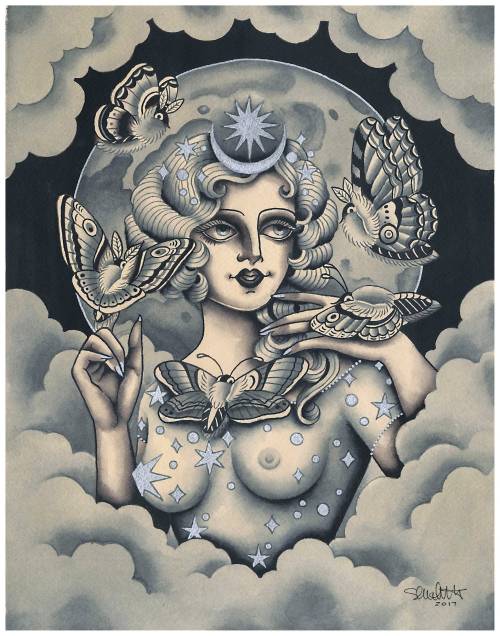 snootyfoxfashion: Moon Goddess Print by staceymartintattoos