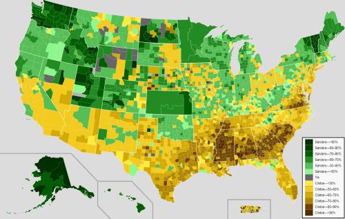 mapsontheweb:Results of the 2016 Democratic Party presidential primaries.