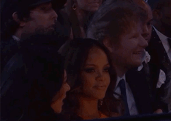 rihennalately:  Rihanna and her Diamond Covered Flask in the Audience at the 59th Annual Grammy Awards 