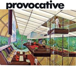 science70:Corporate headquarters inside an undersea complex as envisioned in an Armstrong C-60 Luminaire Ceiling System ad, 1966.