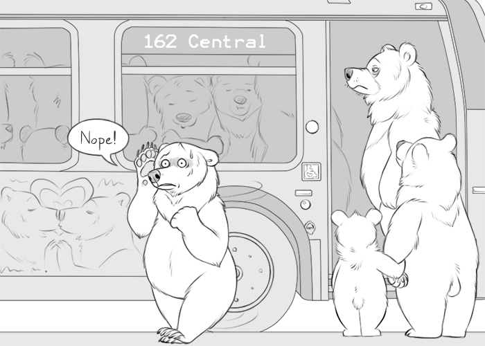 bearlyfunctioning:   Comic #174: Transit - Patreon - Twitter - Facebook - Art tumblr