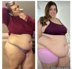 ssbbw-chloe:Wearing a size large on the left and a 3xl on the right 🤭