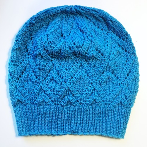 I wanted a matching hat to my new turquoise leather coat, so I did this quick knit. Good thing too, 
