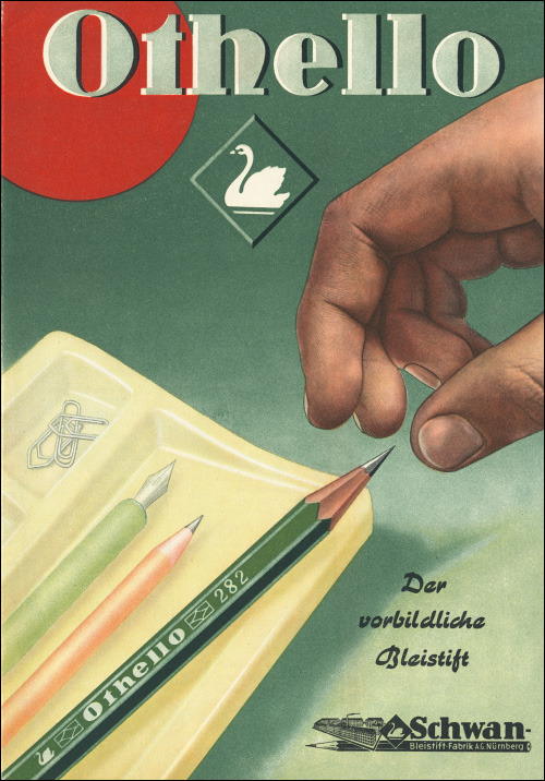 Folder for pencil Othello, 1940. Schwan Bleistift-Fabrik, Germany. Via lexikaliker.de