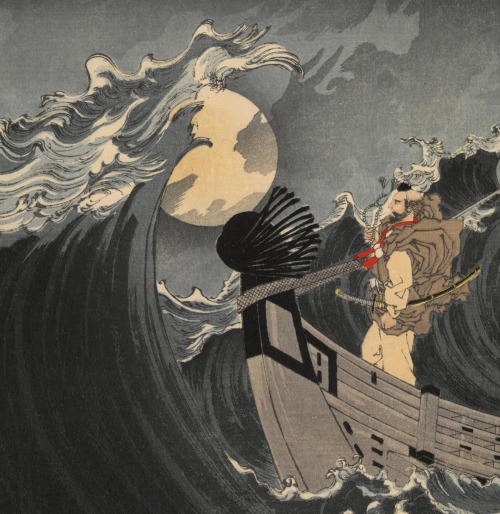 Yoshitoshi“Benkei Calming the Waves at Daimotsu Bay” (cropped) fromOne Hundred Aspects of the Moon18
