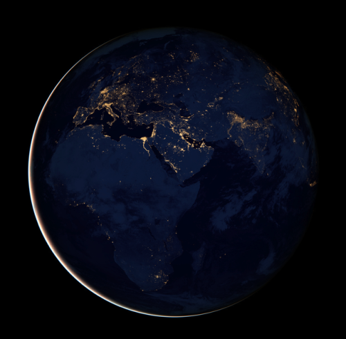 NASA images show the Earth seen at night, assembled from data acquired by the Suomi National Polar-O