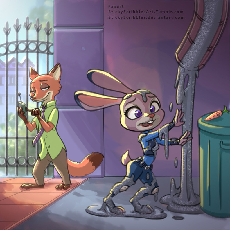 Zootopia, Nick and Judy1 Judy tried to get back her carrot recorder, but Nick set