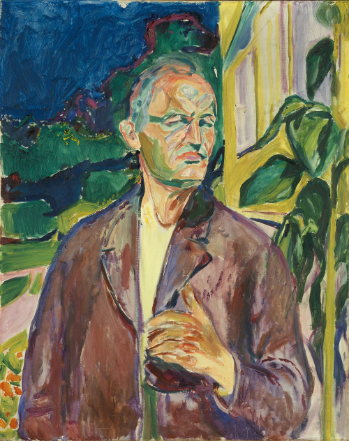 Selvportrett foran husveggen = Self-Portrait in Front of the House WallEdvard Munch (Norwegian; 1863