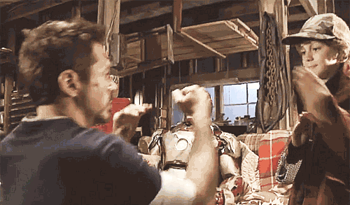 chocolate-rdj:  Robert Downey Jr. with 11-year-old Ty Simpkins on the set of Iron