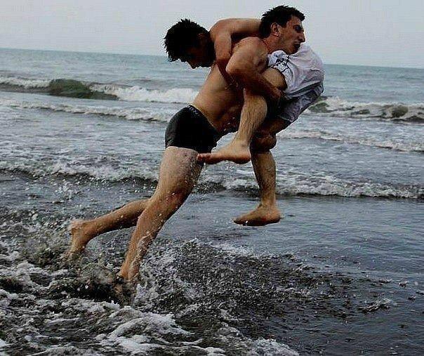 wrestlingisbest:  Double into the ocean
