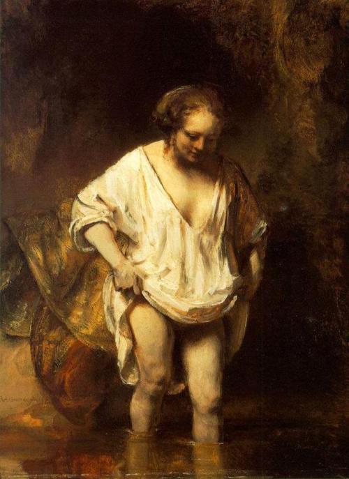 colin-vian:    Rembrandt, Hendrickje Bathing in a River (1654).