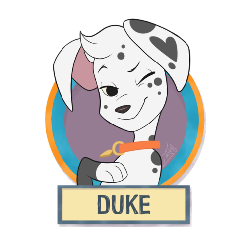 Creating designs for 101 Dalmatian Street characters:Dixie - Diamond - Duke - Duchess - Domino - Dun