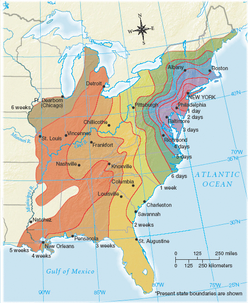 mapsontheweb - Travel times to/from New York in 1800. Keep...