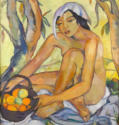 Irma Stern (South African, 1894–1966).Seated nude with oranges (1934).