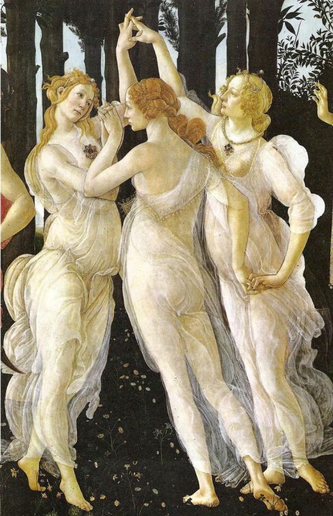 centuriesbehind:Sandro Botticelli, The Three Graces (detail of Primavera)