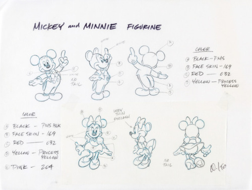 Willie Ito art for a Mickey and Minnie Mouse figurine. 1980s.