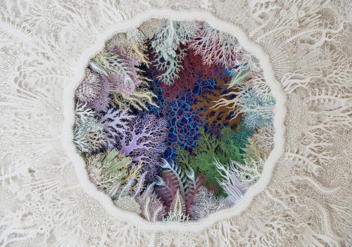  Detail of “Ghost Coral.” Exquisitely Cut Paper Sculptures by Rogan Brown Highlight the Effects of C