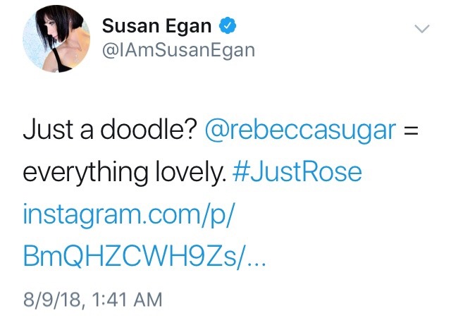 crewniverse-tweets:  Susan Egan talking about Rebecca Sugar’s rose quartz drawing