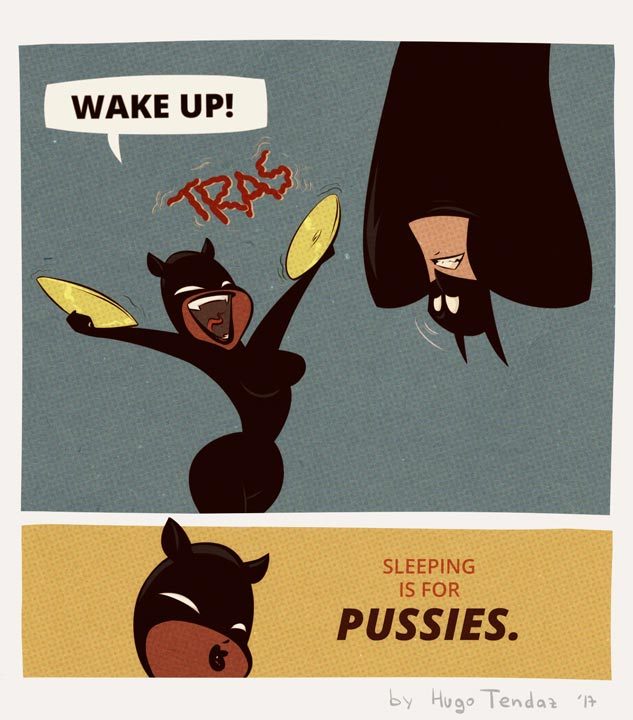   The Cat and The Bat - Sleeping     Real men don&rsquo;t sleep, we stay awake