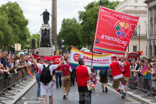 humansofthearsenal: Arsenal’s Gay Gooners at Pride in London 2015.