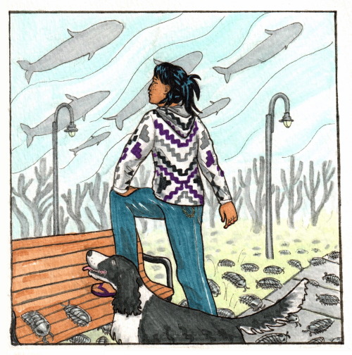 Aro/Ace Native American YA heroine Ellie (and her very good ghost dog, Kirby) from Elatsoe by Darcie