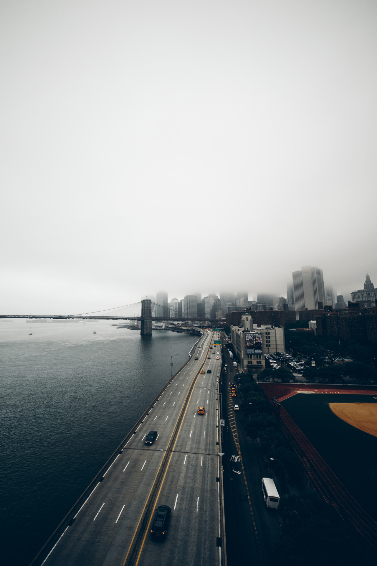 &ldquo;City fog&quot;  |  FDR Drive and  Brooklyn Bridge, New York City