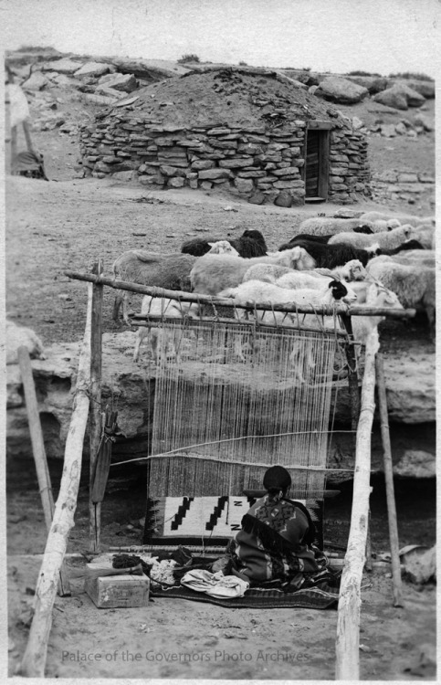 pogphotoarchives:Navajo weaver working at loom Date: 1920?Negative Number 035805