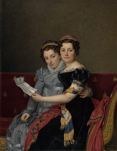 art-centric:  The Sisters Zénaïde and Charlotte Bonaparte, 1821, Jacques-Louis David.