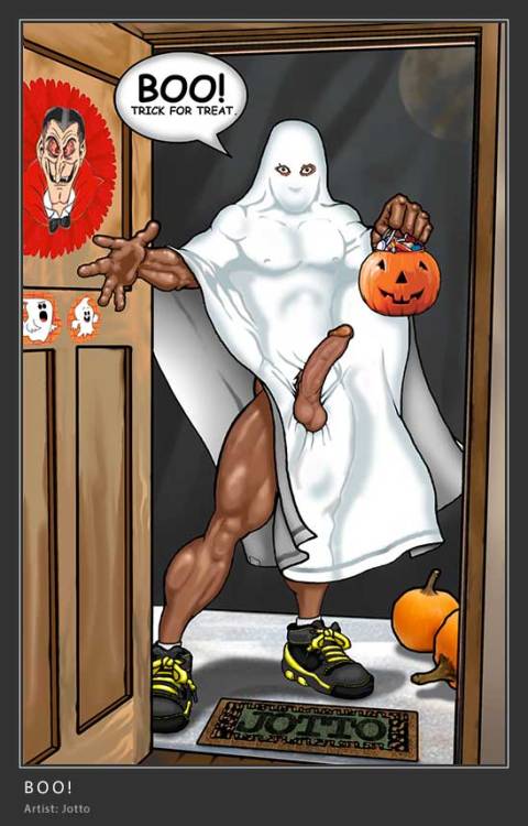 gay-erotic-art:  This is real simple – it’s Halloween week so – Happy Halloween fr