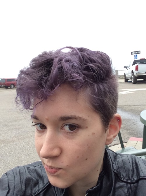 sapphicscience:gray skies, purple hair