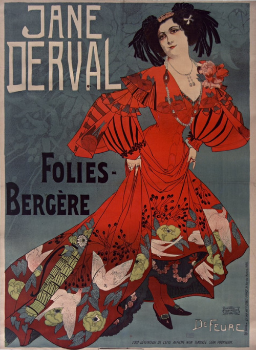 “Jane Derval-Folies-Bergère” lithographic poster by Georges de Feure, 1904