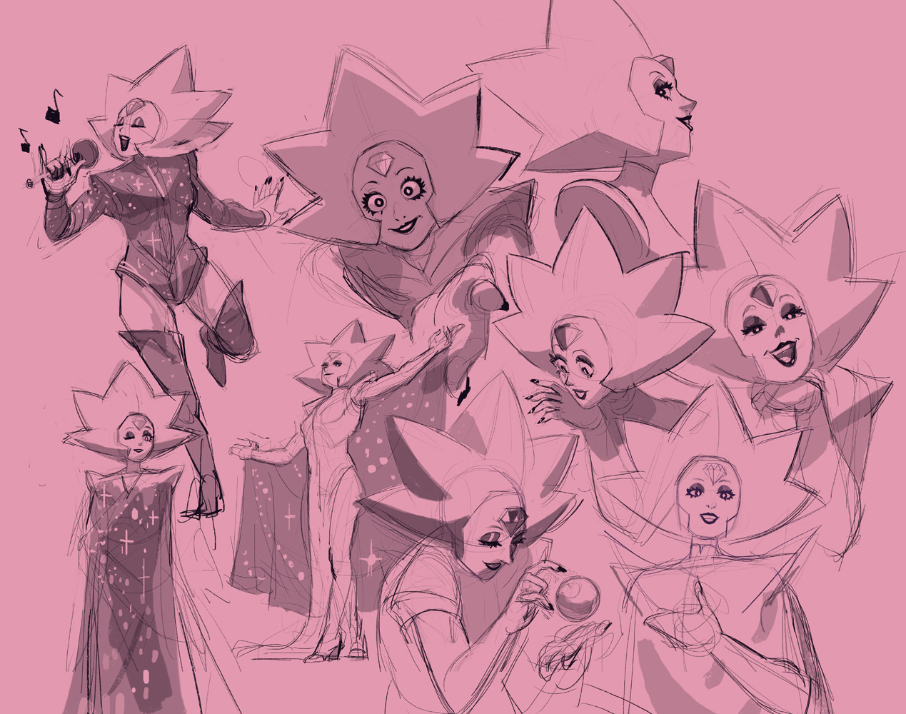 loopy-lupe:White diamond warmup doodles