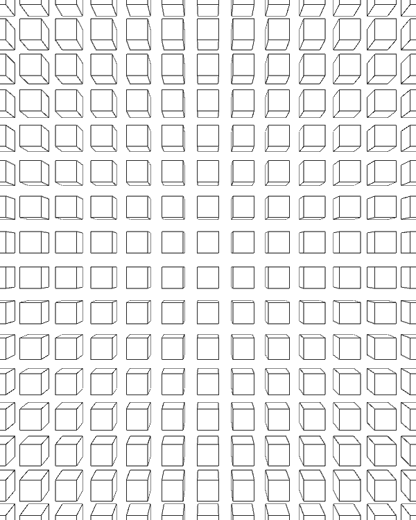 chadbostock:  rotating cubes in processing, playing around with some of the 3D api. 